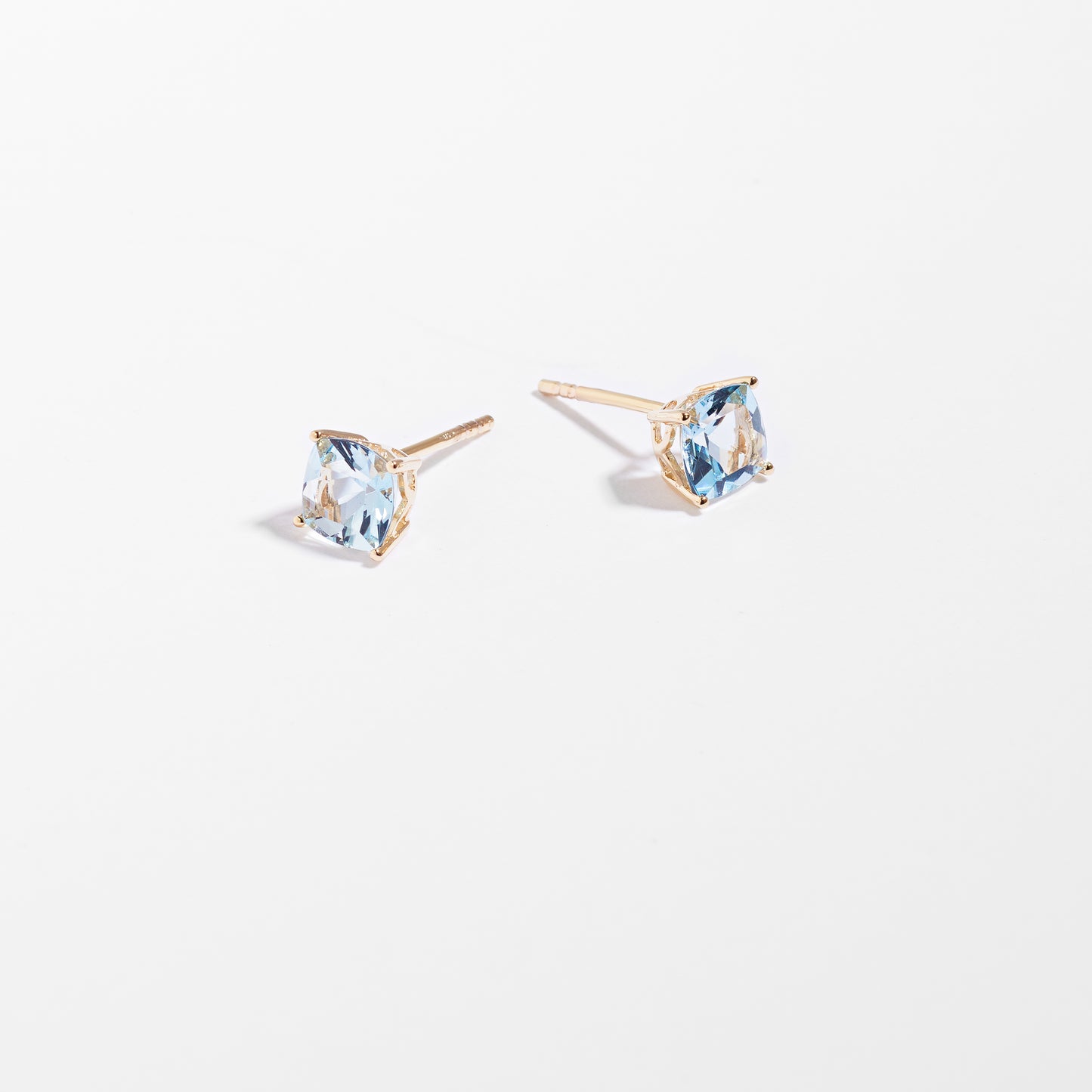 9K Yellow Gold Aquamarine March Birthstone Stud Earrings