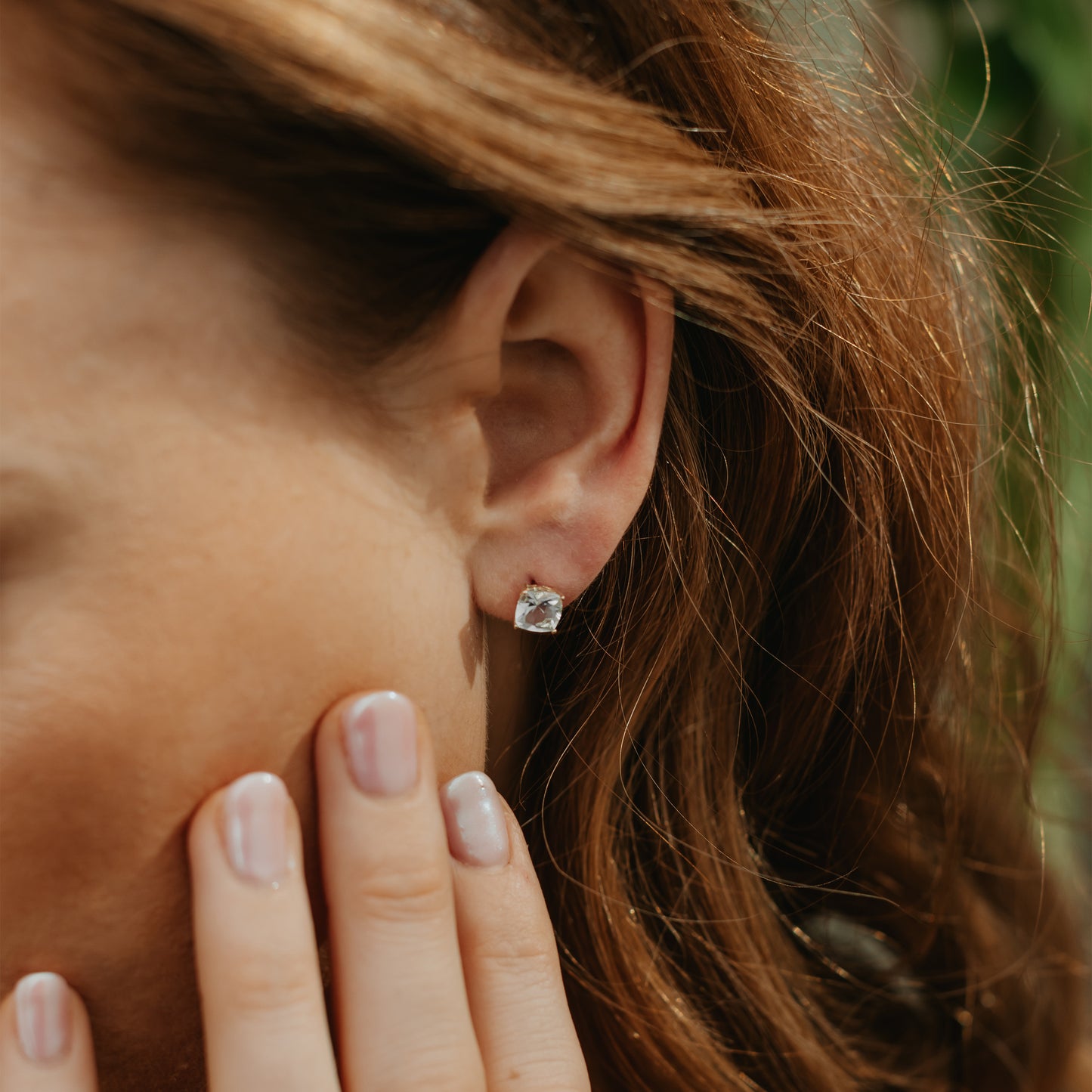 9K Yellow Gold Aquamarine March Birthstone Stud Earrings