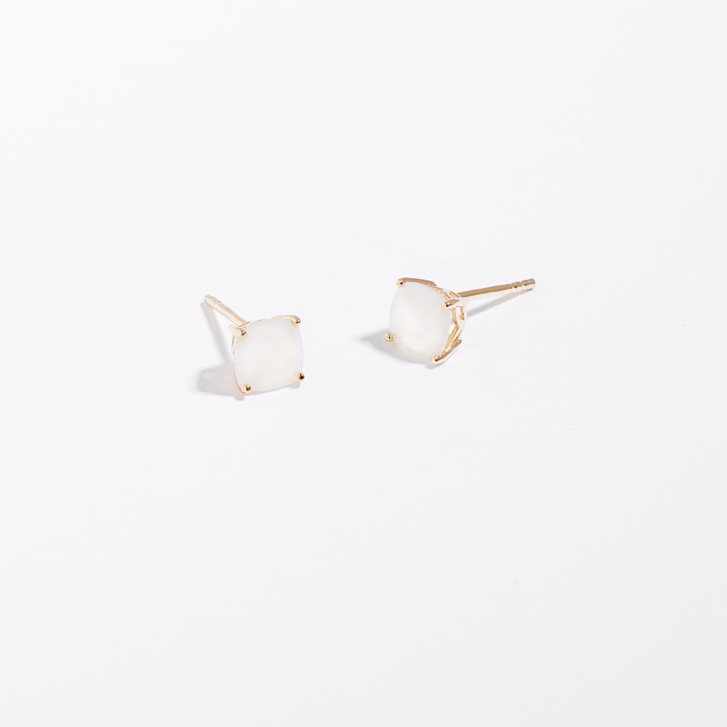 9K Yellow Gold Moonstone June Birthstone Stud Earrings