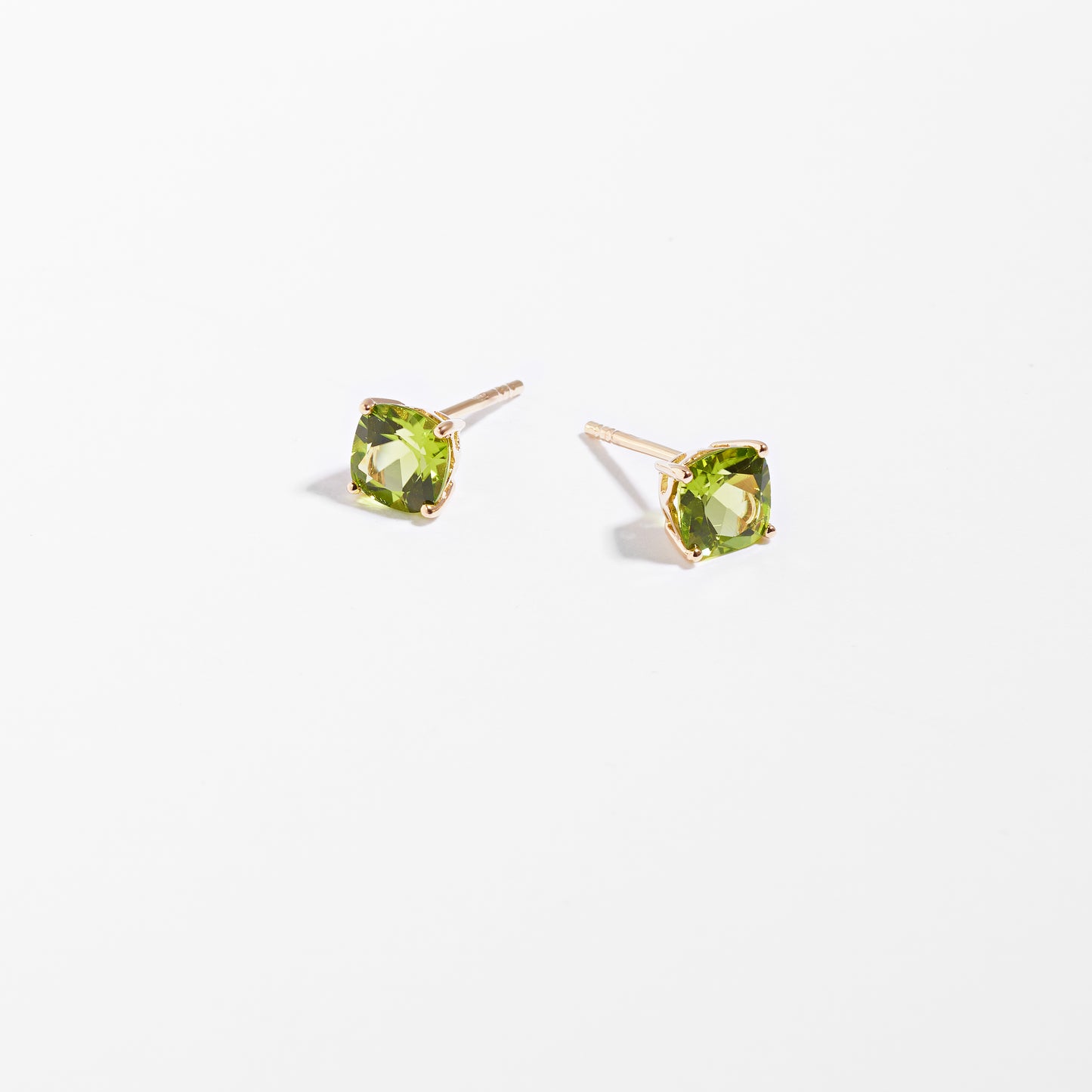 9K Yellow Gold Peridot August Birthstone Stud Earrings