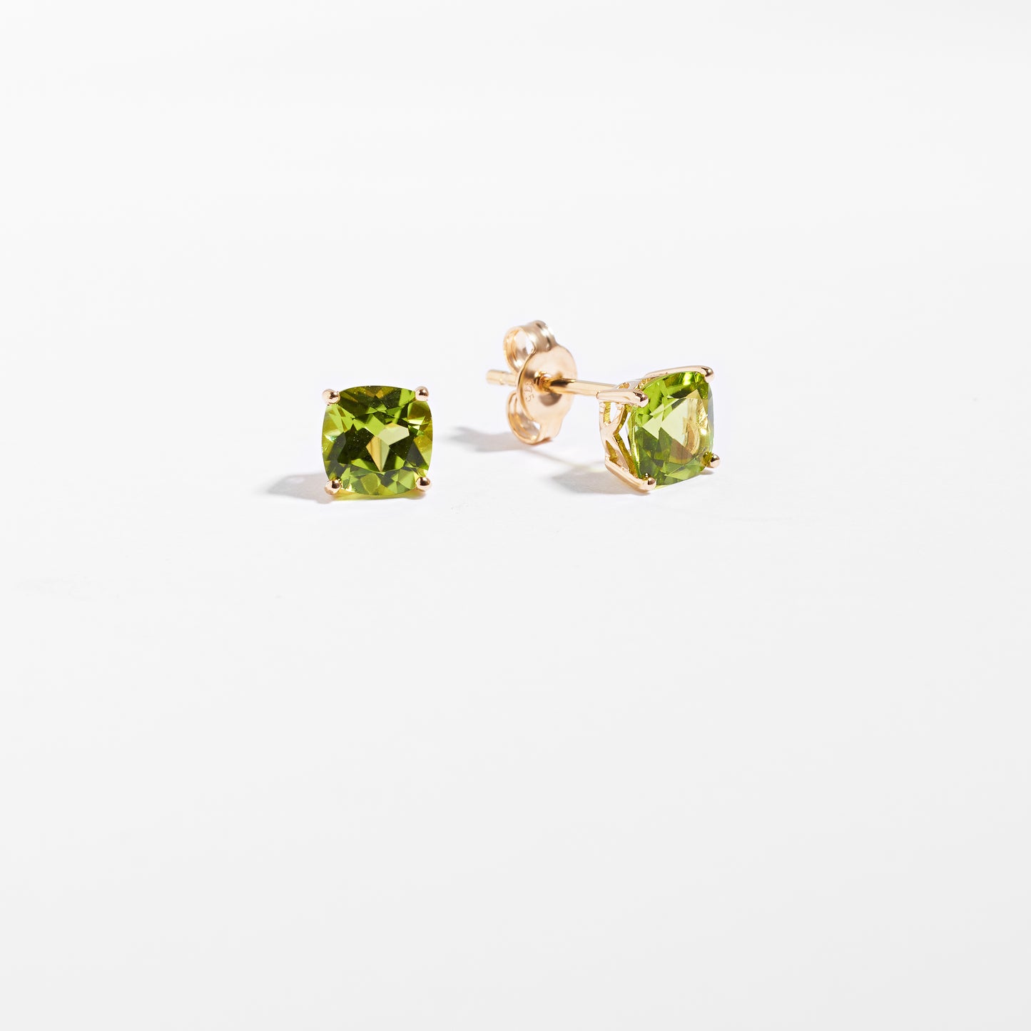 9K Yellow Gold Peridot August Birthstone Stud Earrings