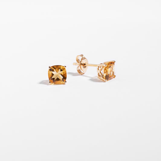 9K Yellow Gold Citrine November Birthstone stud earrings