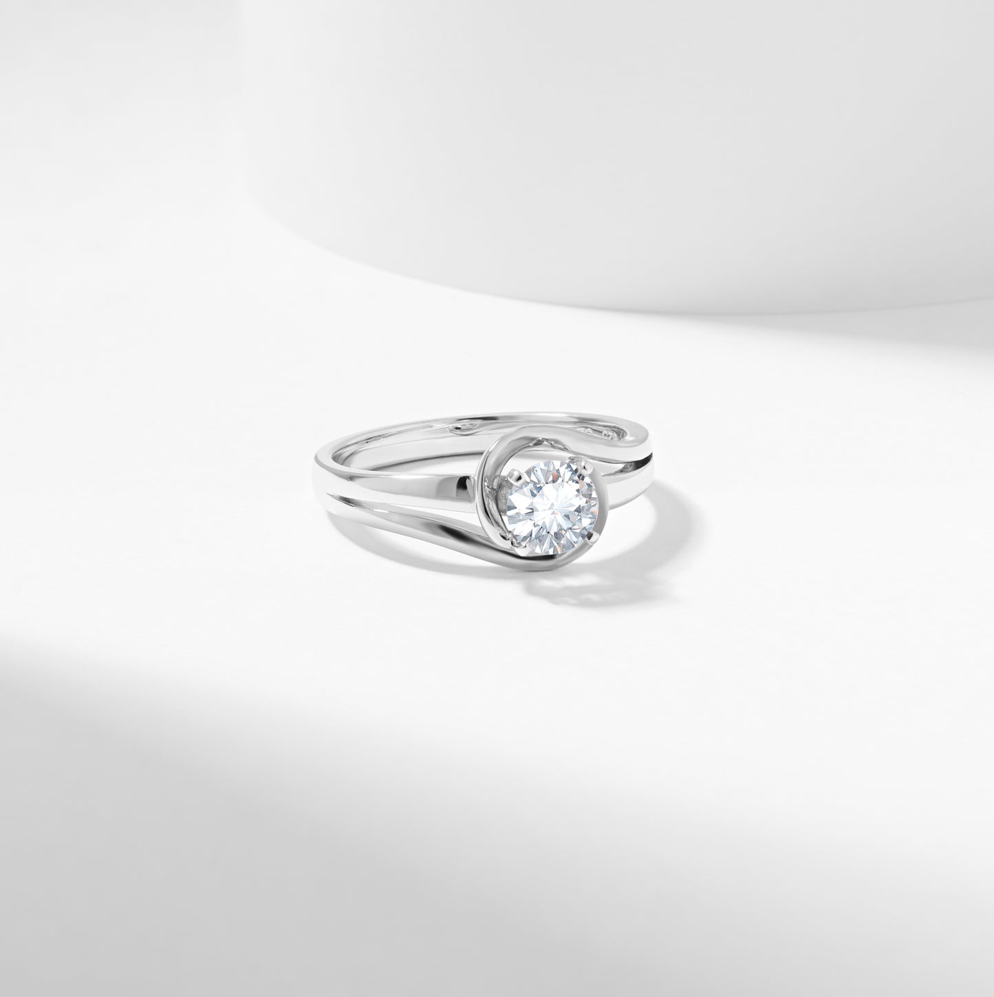 Round Brilliant Lab Grown Diamond Solitaire Swirl Engagement Ring 0.65tdw