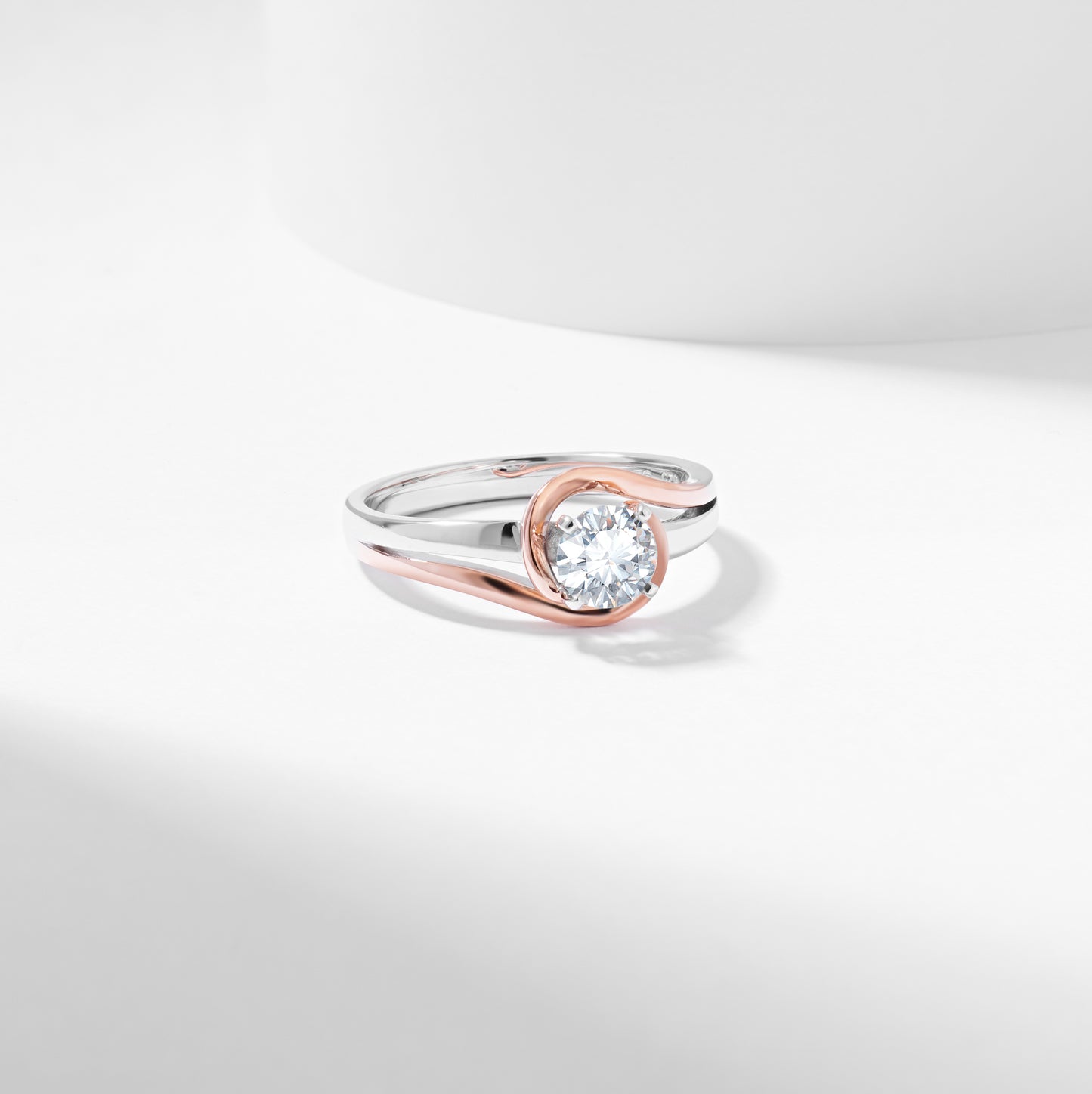 Round Brilliant Lab Grown Diamond Solitaire Swirl Engagement Ring 0.65tdw