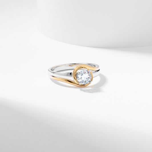 Round Brilliant Diamond Solitaire Swirl Engagement Ring 0.65tdw