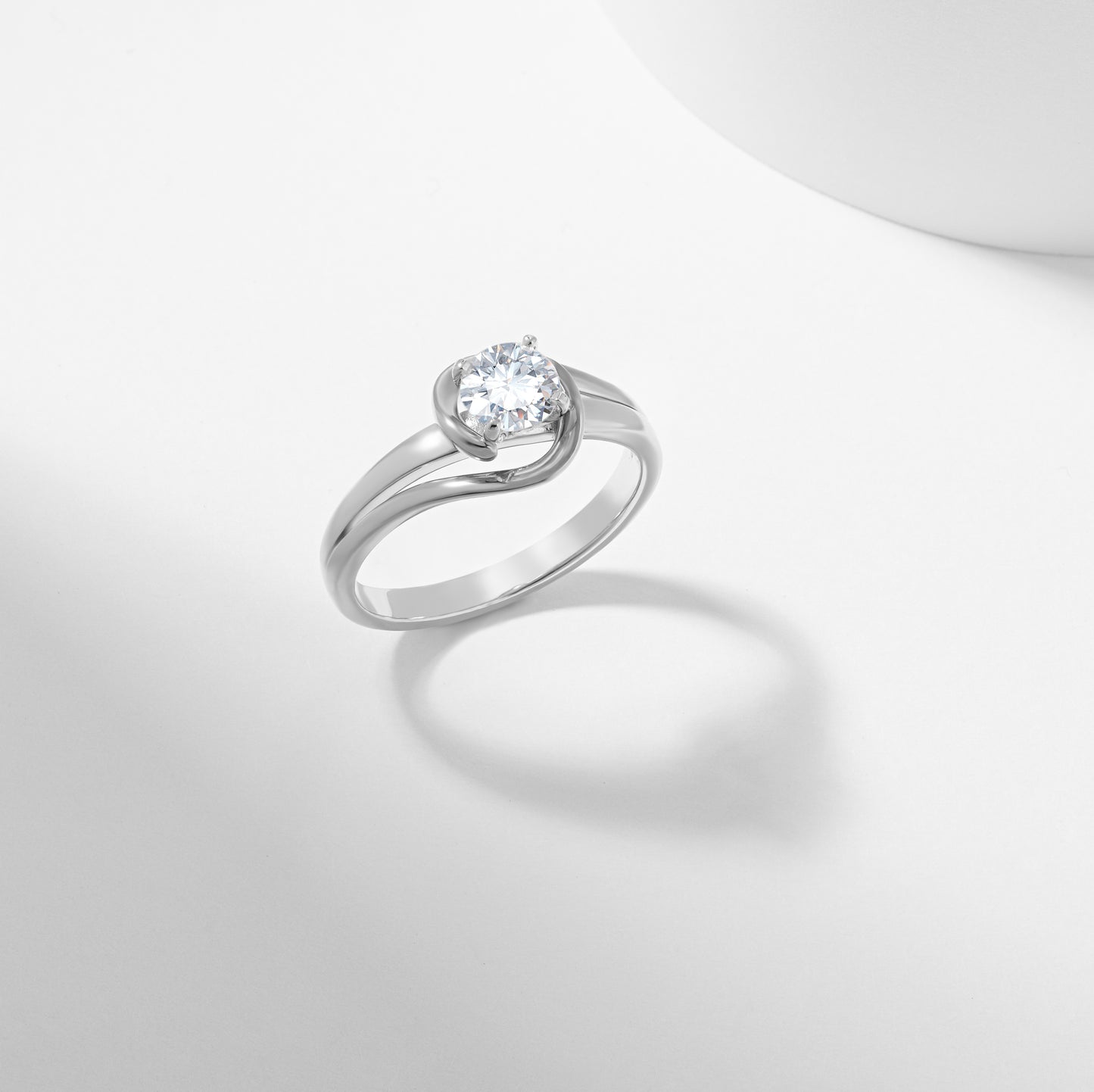 Round Brilliant Lab Grown Diamond Solitaire Swirl Engagement Ring 0.65tdw