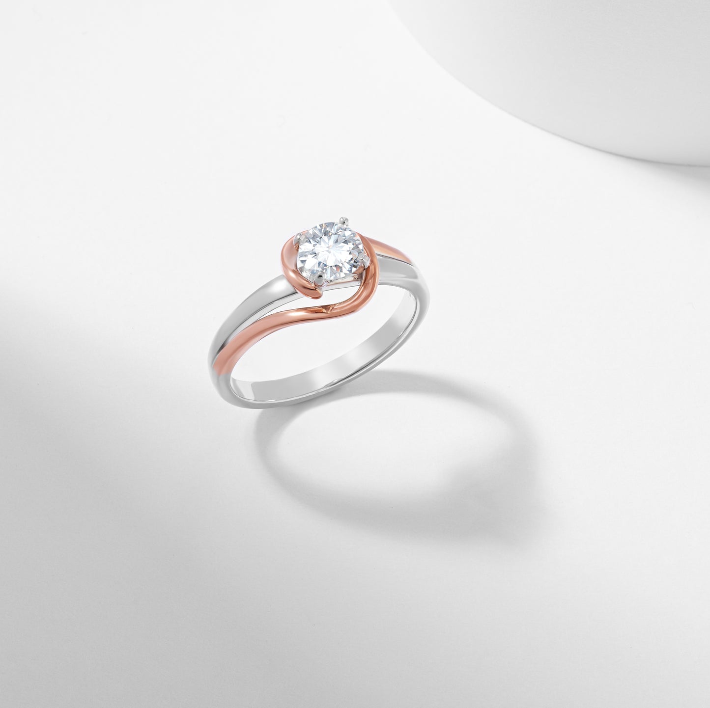 Round Brilliant Lab Grown Diamond Solitaire Swirl Engagement Ring 0.65tdw