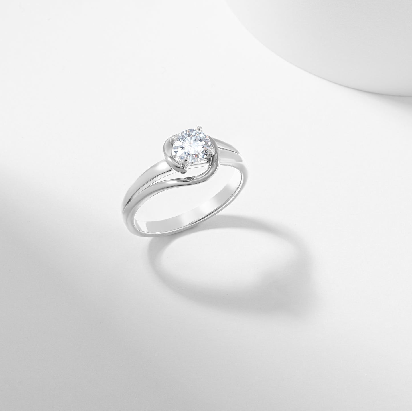 Round Brilliant Lab Grown Diamond Solitaire Swirl Engagement Ring 0.65tdw
