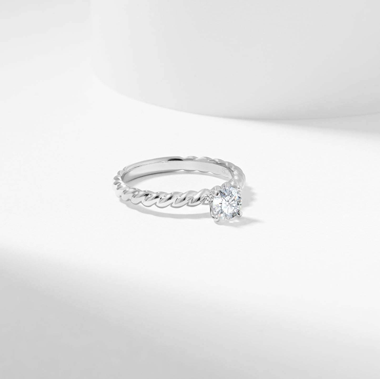 14k Yellow Gold Round Brilliant Diamond Solitaire Rope Twist Engagement Ring 0.5tdw