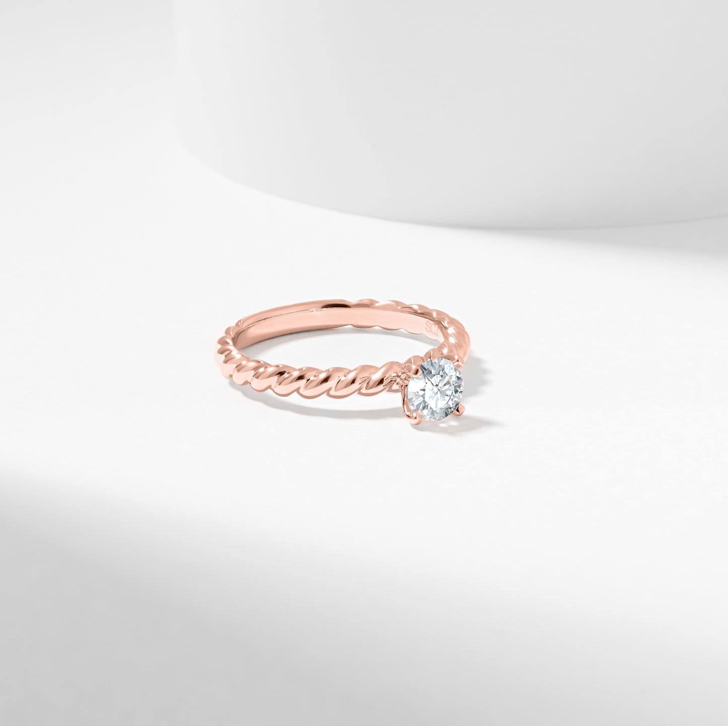 14k Yellow Gold Round Brilliant Diamond Solitaire Rope Twist Engagement Ring 0.5tdw