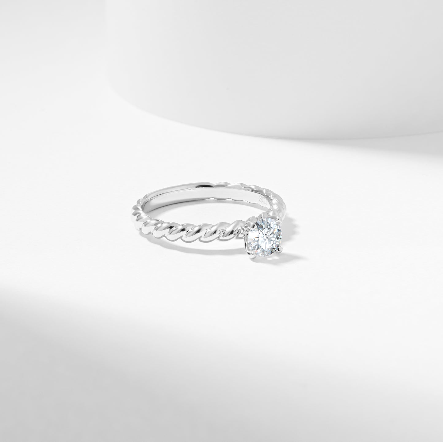 14k Yellow Gold Round Brilliant Diamond Solitaire Rope Twist Engagement Ring 0.5tdw