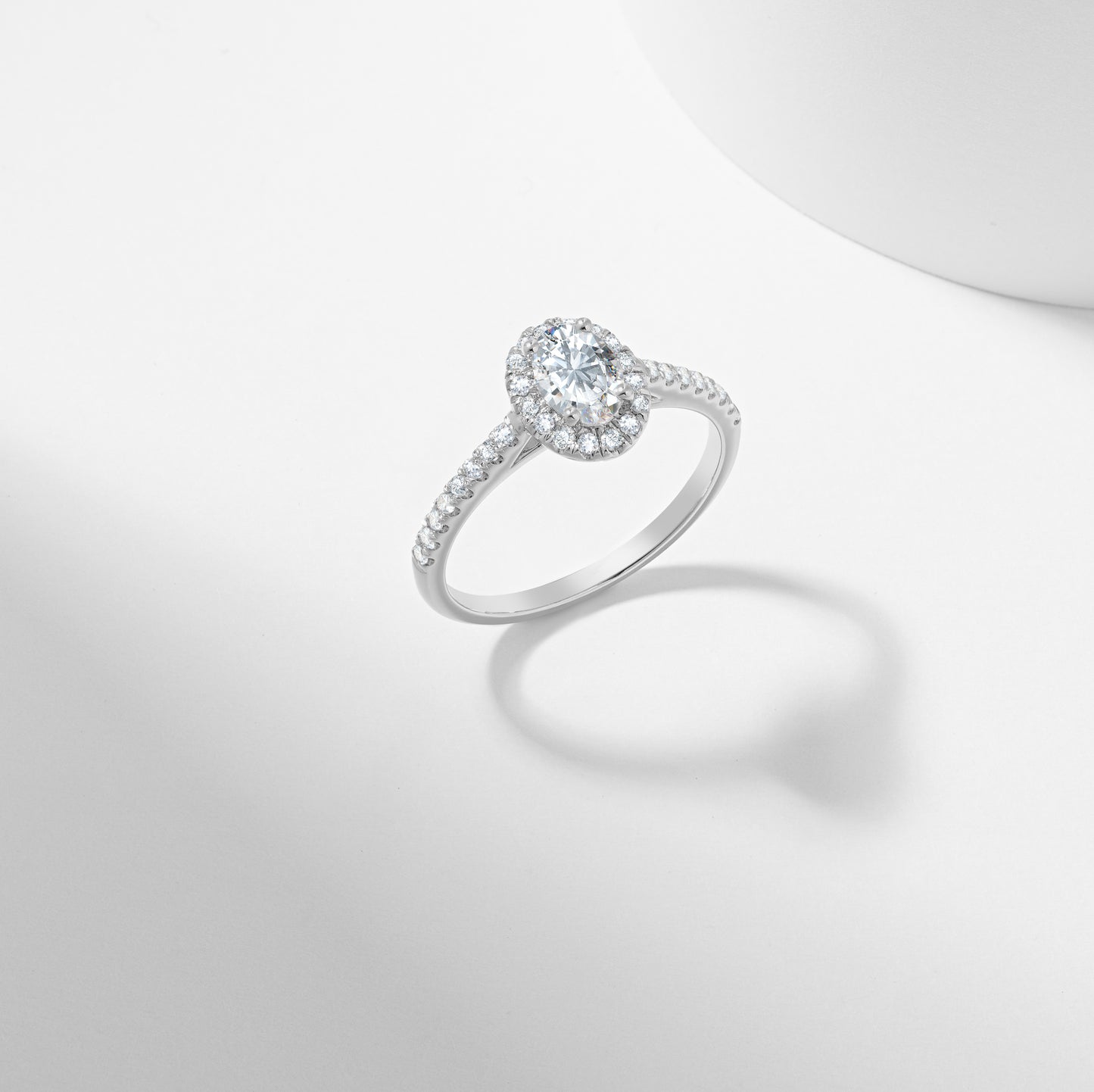 Oval Diamond Halo Engagement Ring 0.89tdw