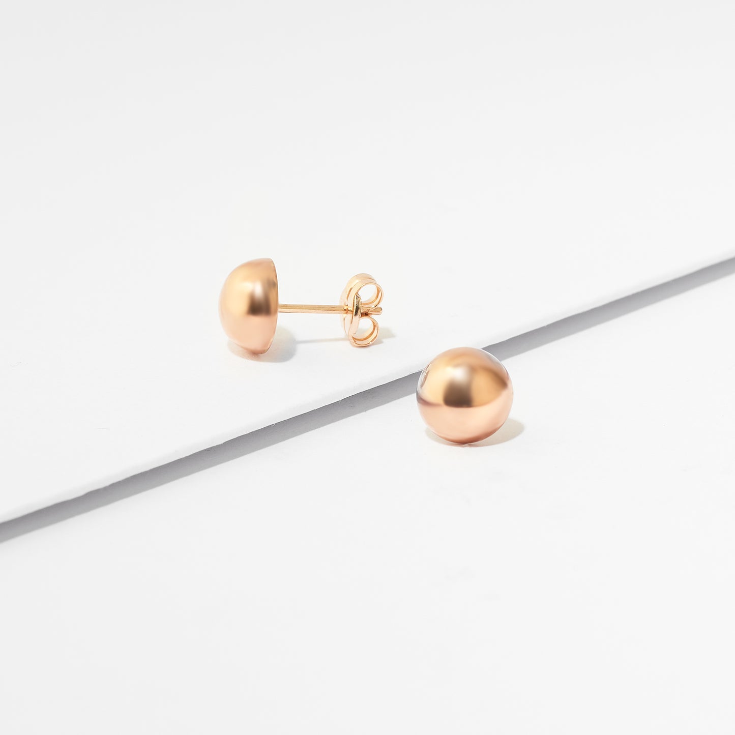 9K Rose Gold Dome Stud Earrings