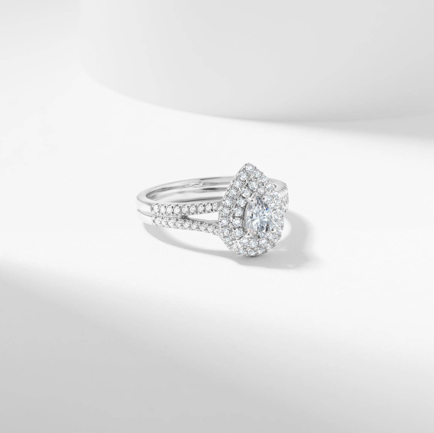 Pear Lab Grown Diamond Double Halo Engagement Ring 1.0tdw