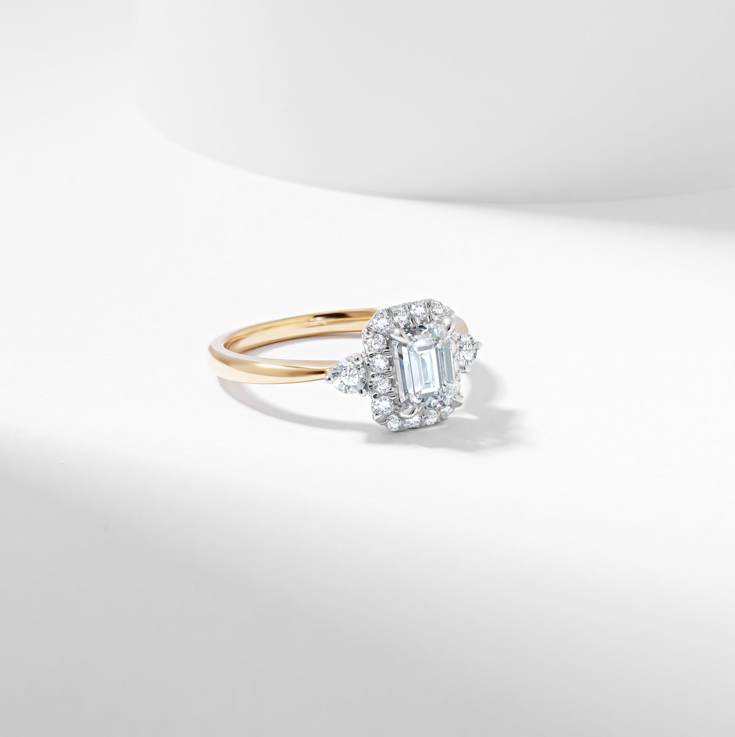 Platinum Emerald Cut Lab Grown Diamond Halo Engagement Ring 1.19tdw