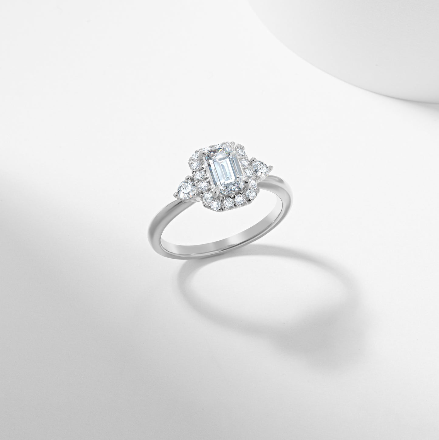 Platinum Emerald Cut Lab Grown Diamond Halo Engagement Ring 1.19tdw