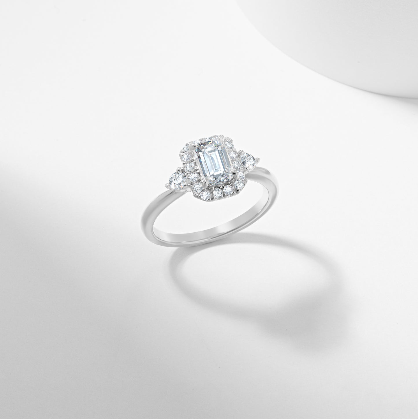 Platinum Emerald Cut Lab Grown Diamond Halo Engagement Ring 1.19tdw