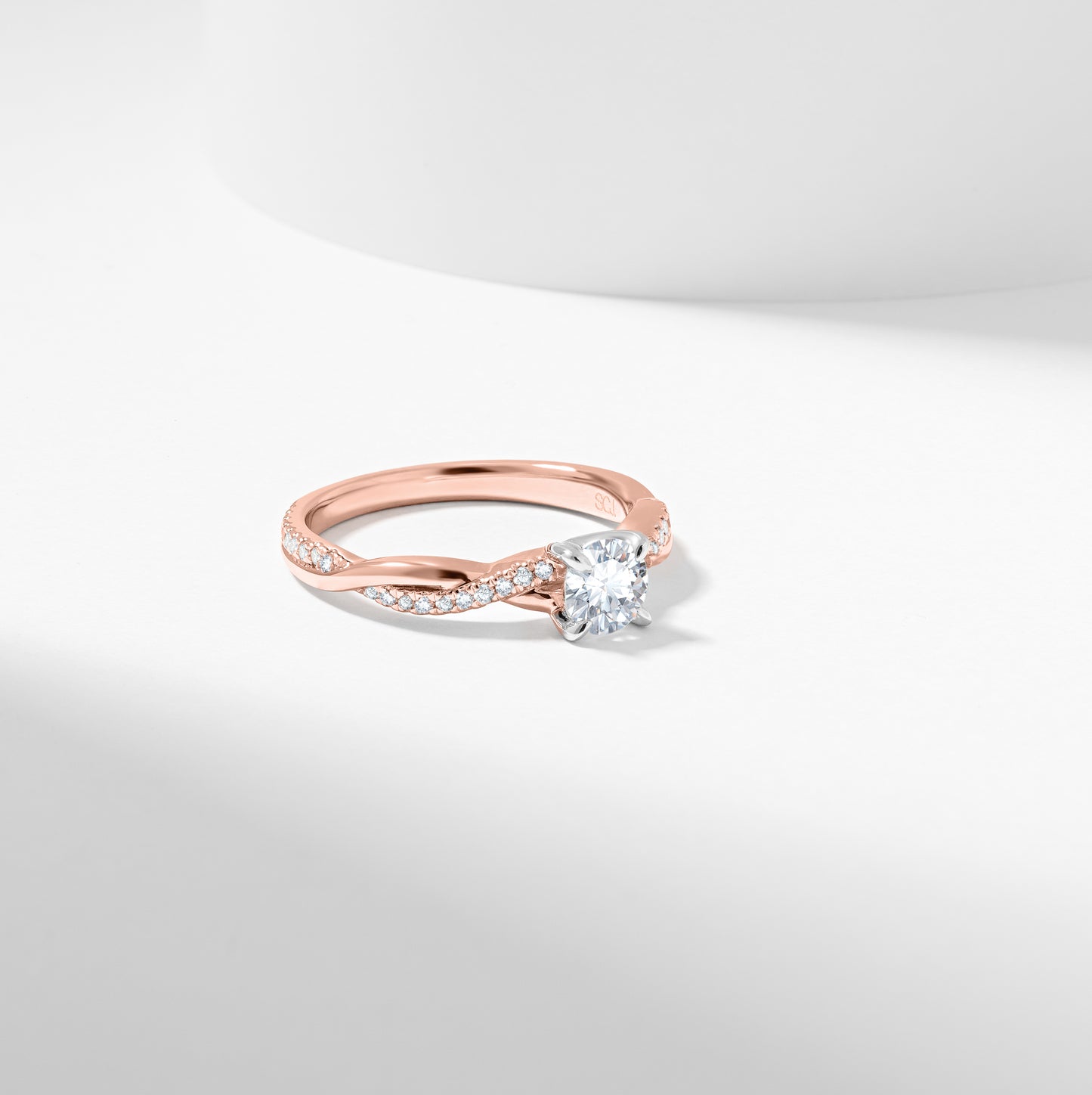 Round Brilliant Lab Grown Diamond Entwined Band Engagement Ring 0.65tdw