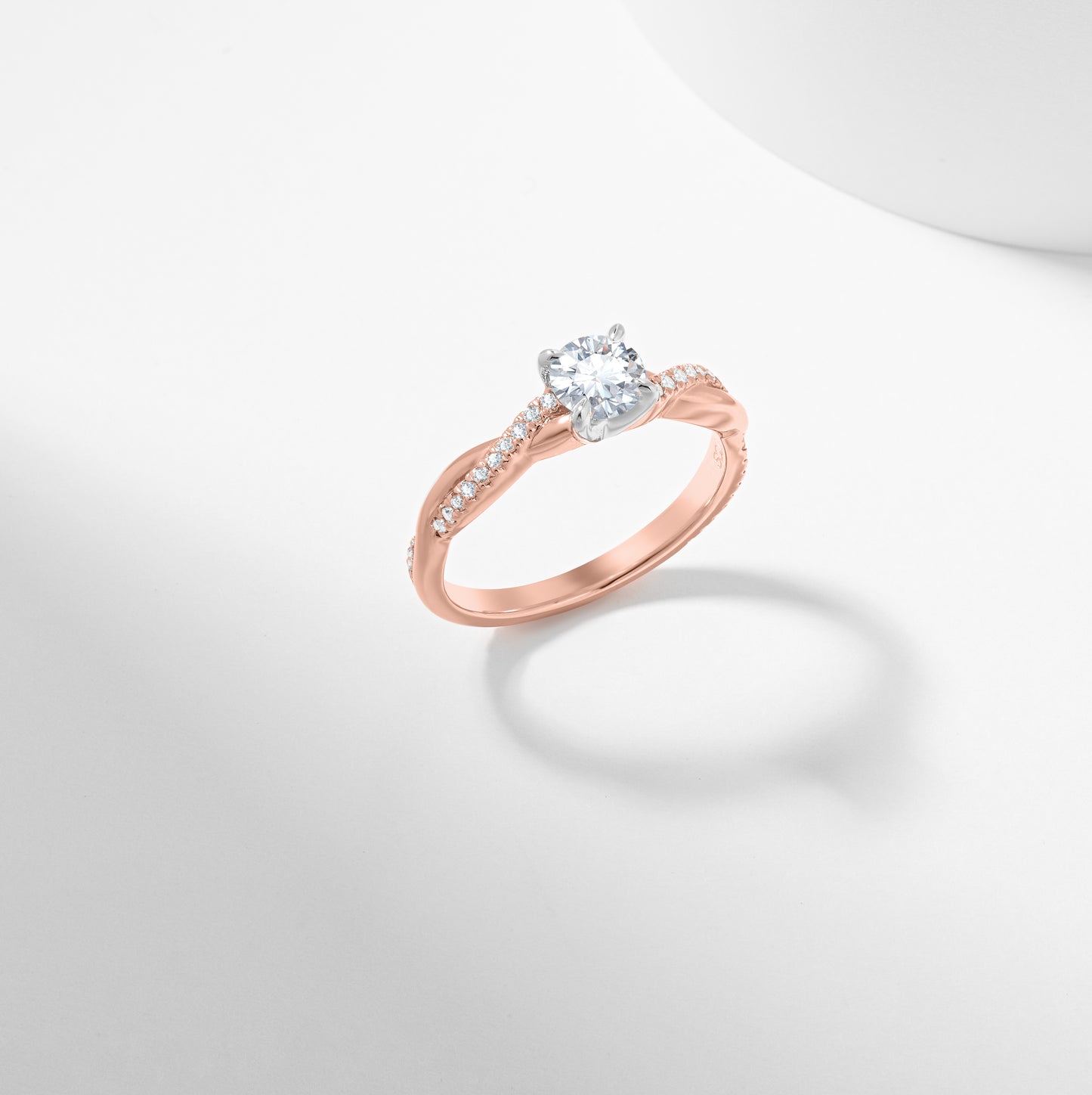 Round Brilliant Lab Grown Diamond Entwined Band Engagement Ring 0.65tdw