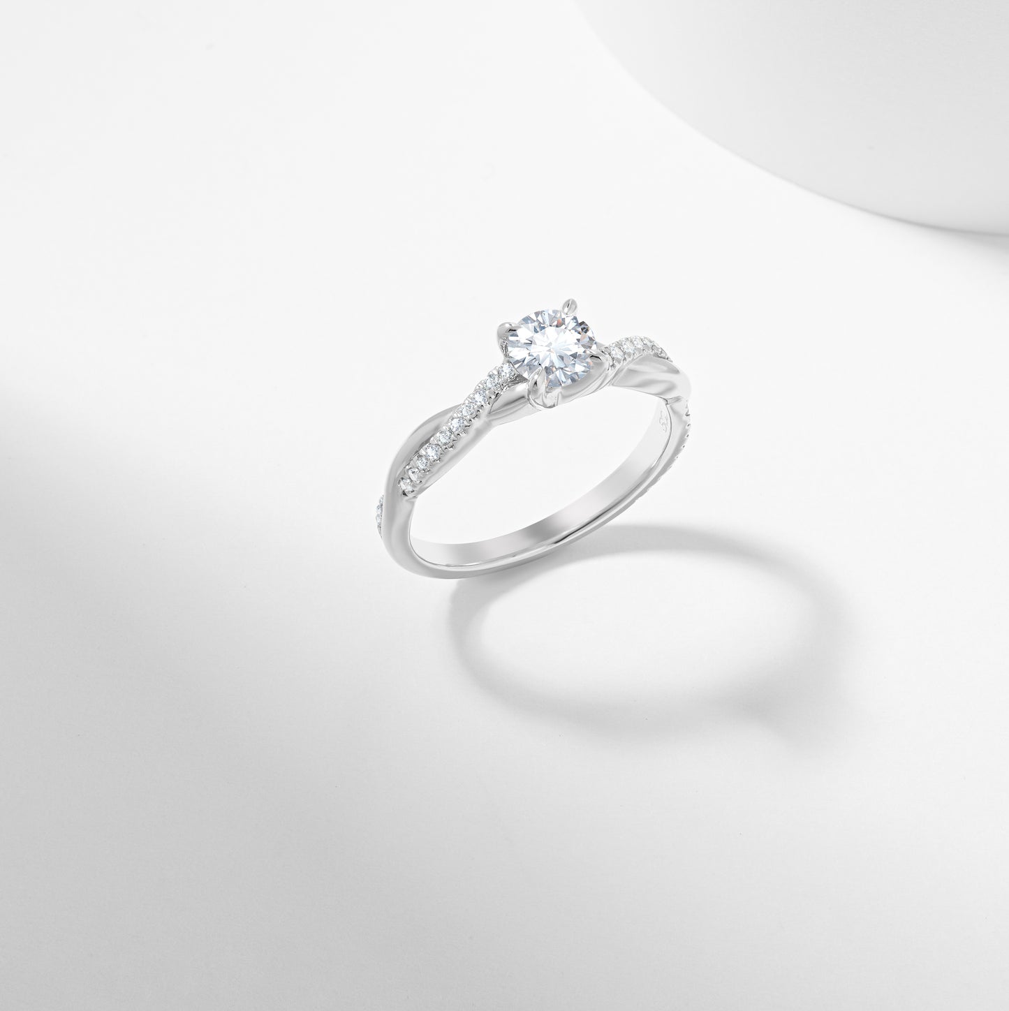Round Brilliant Lab Grown Diamond Entwined Band Engagement Ring 0.65tdw