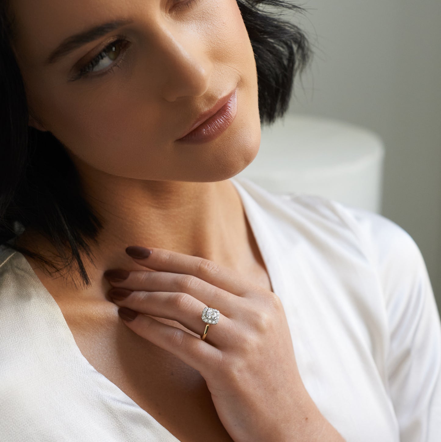 Cushion Diamond Halo Engagement Ring 1.1tdw