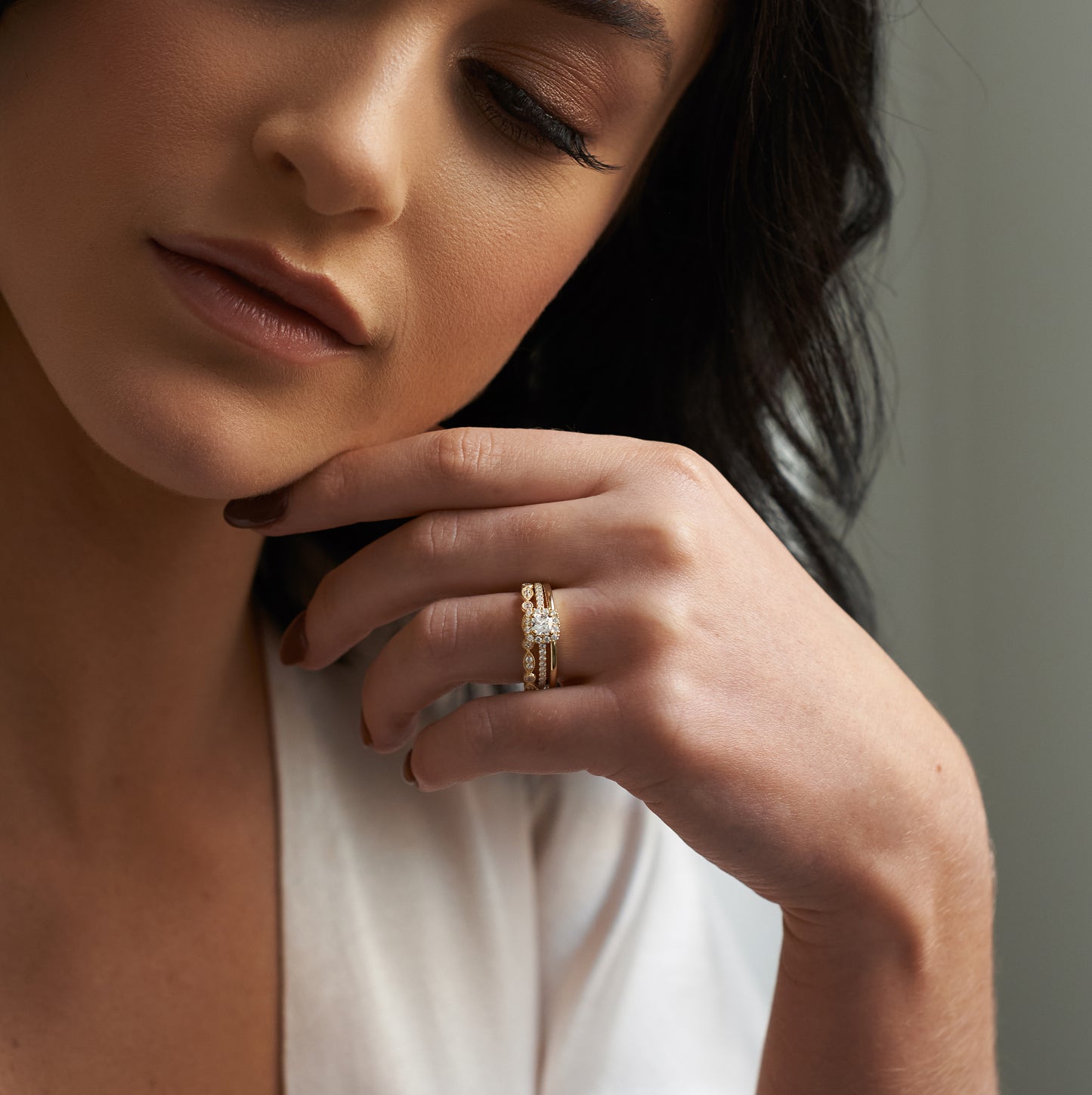 Cushion Cut Diamond Halo Bridal Set 1.0tdw