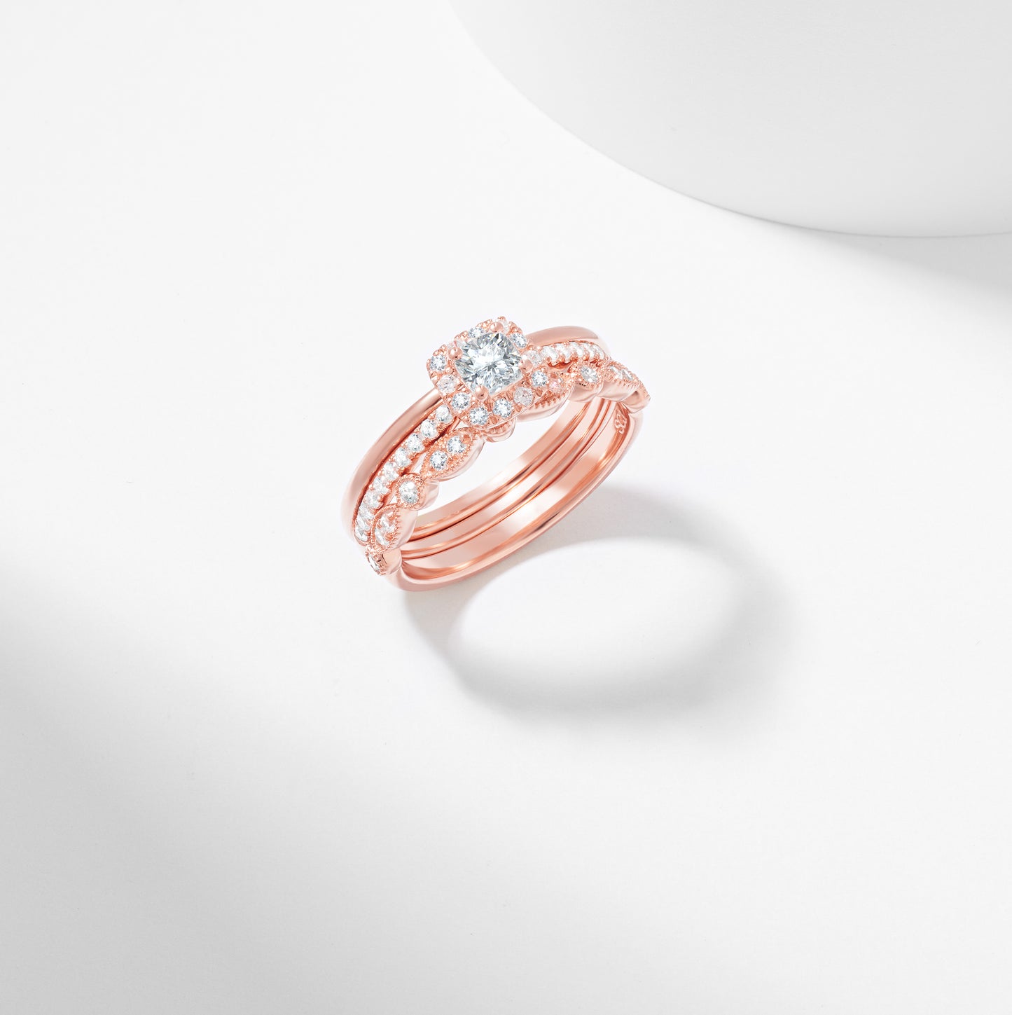 Cushion Cut Diamond Halo Bridal Set 1.0tdw
