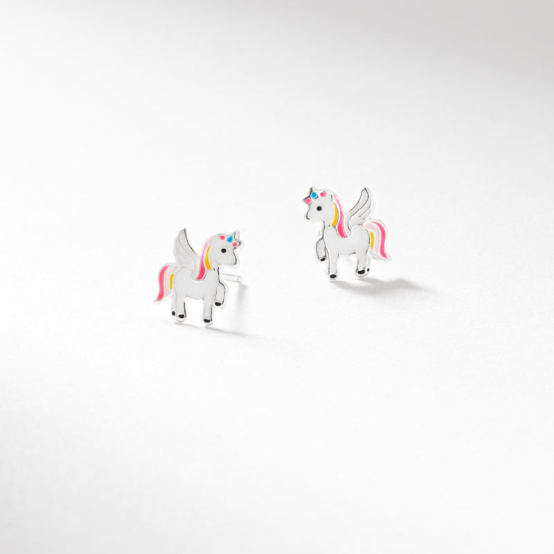 sil pink & yellow winged unicorn earrings