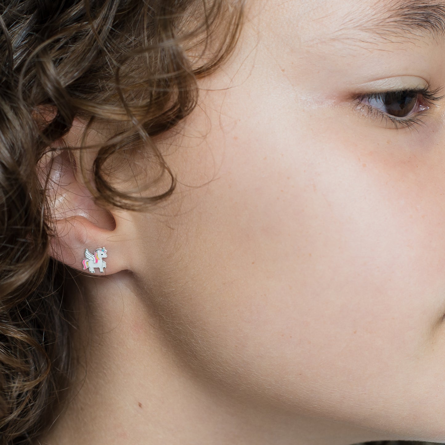 sil pink & yellow winged unicorn earrings