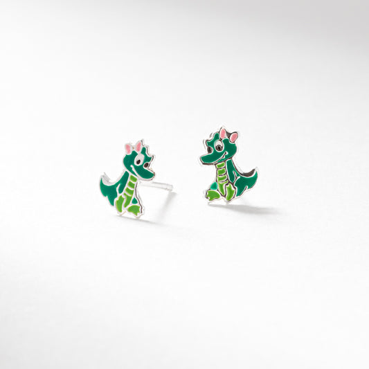 sil crocodile green enamel stud earrings