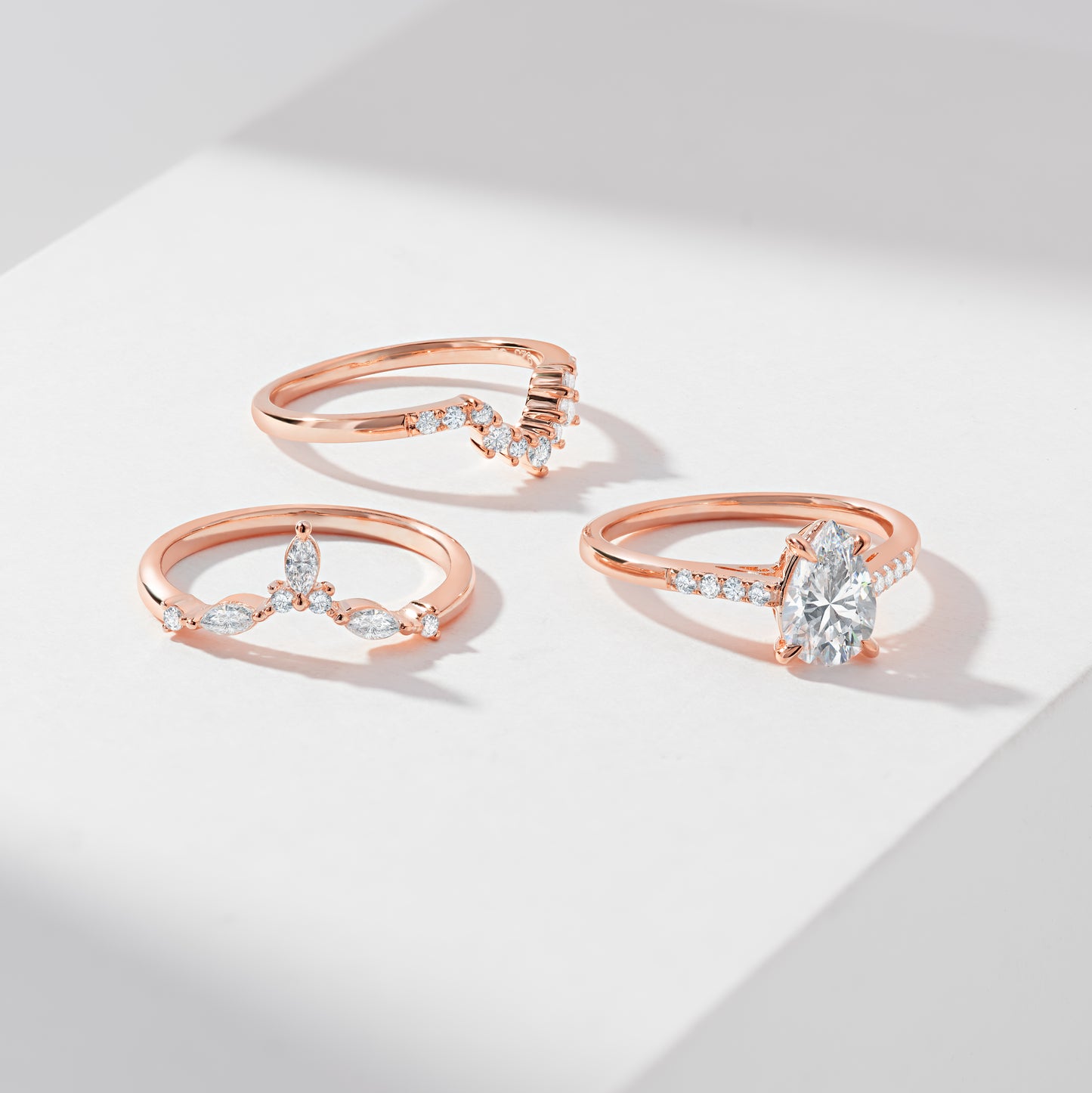 1.5ct Pear Diamond Engagement Ring With Marquise And Round Brilliant Diamond Contoured Fitted Wedders Bridal Set 2.0tdw