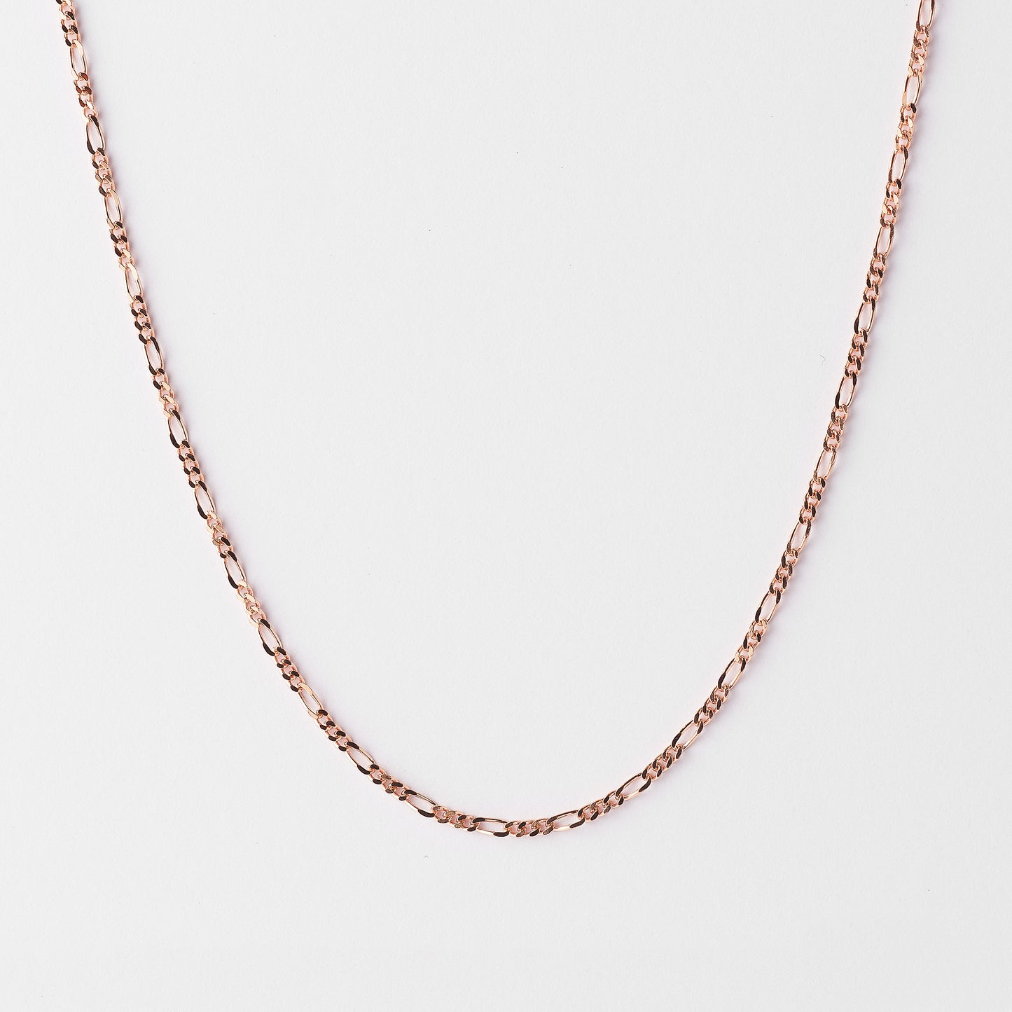 9K Rose Gold Diamond Cut 1+3 Figaro Chain