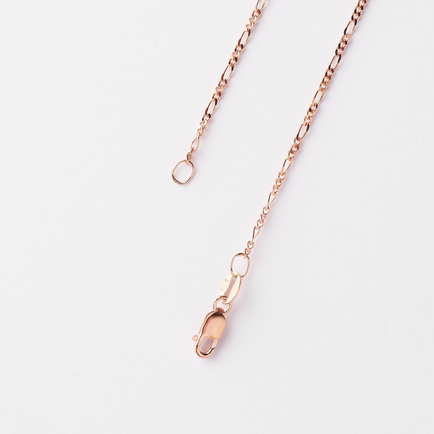 9K Rose Gold Diamond Cut 1+3 Figaro Chain
