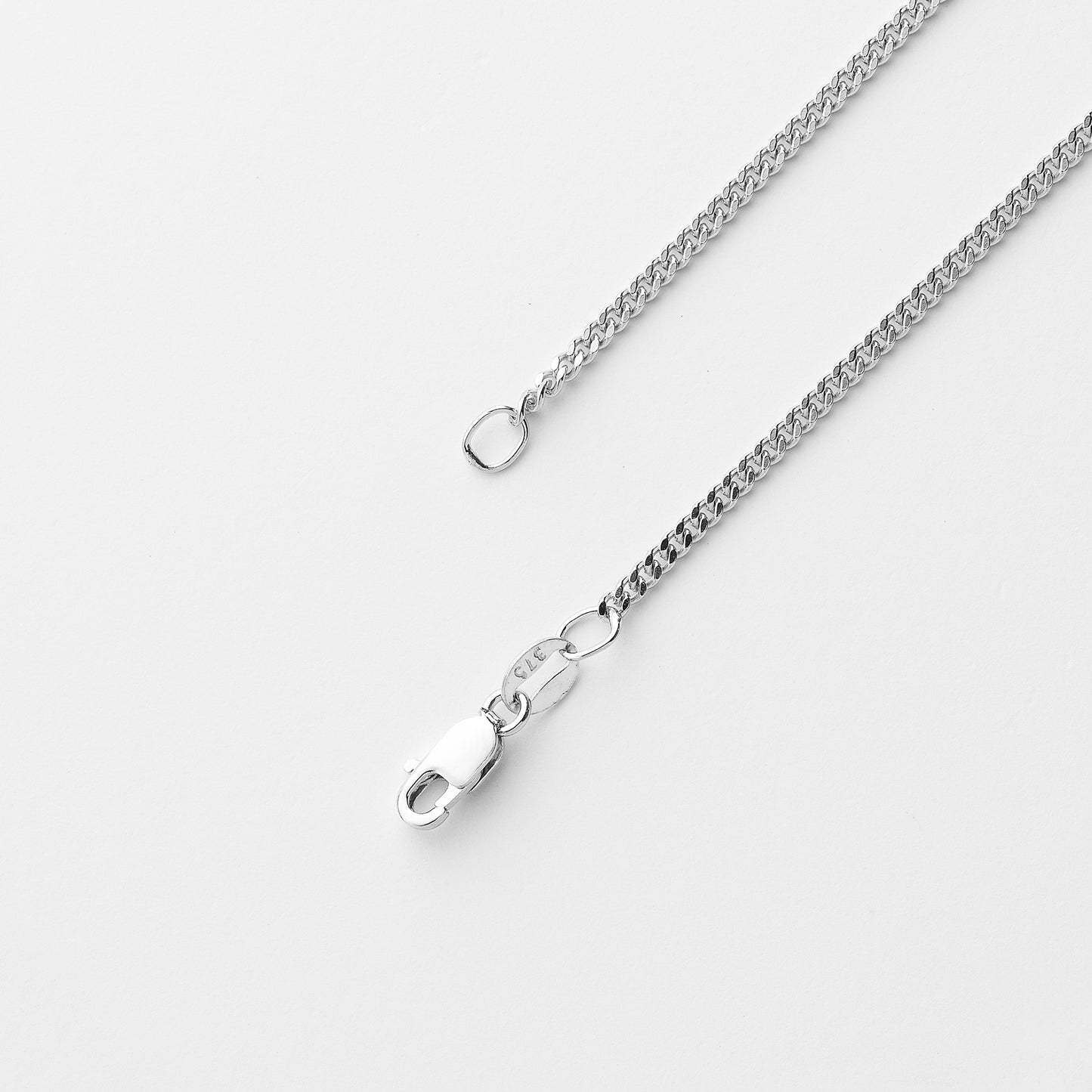 9K White Gold Diamond Cut Curb Chain