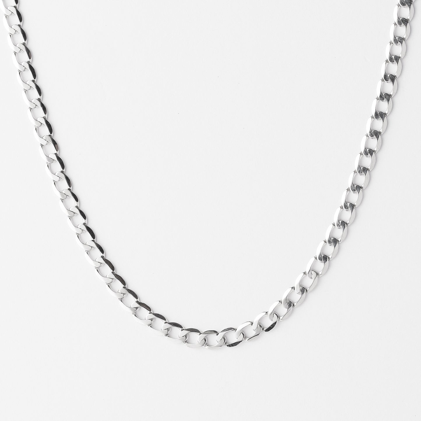 9K White Gold Diamond Cut 6 Sided Curb Chain