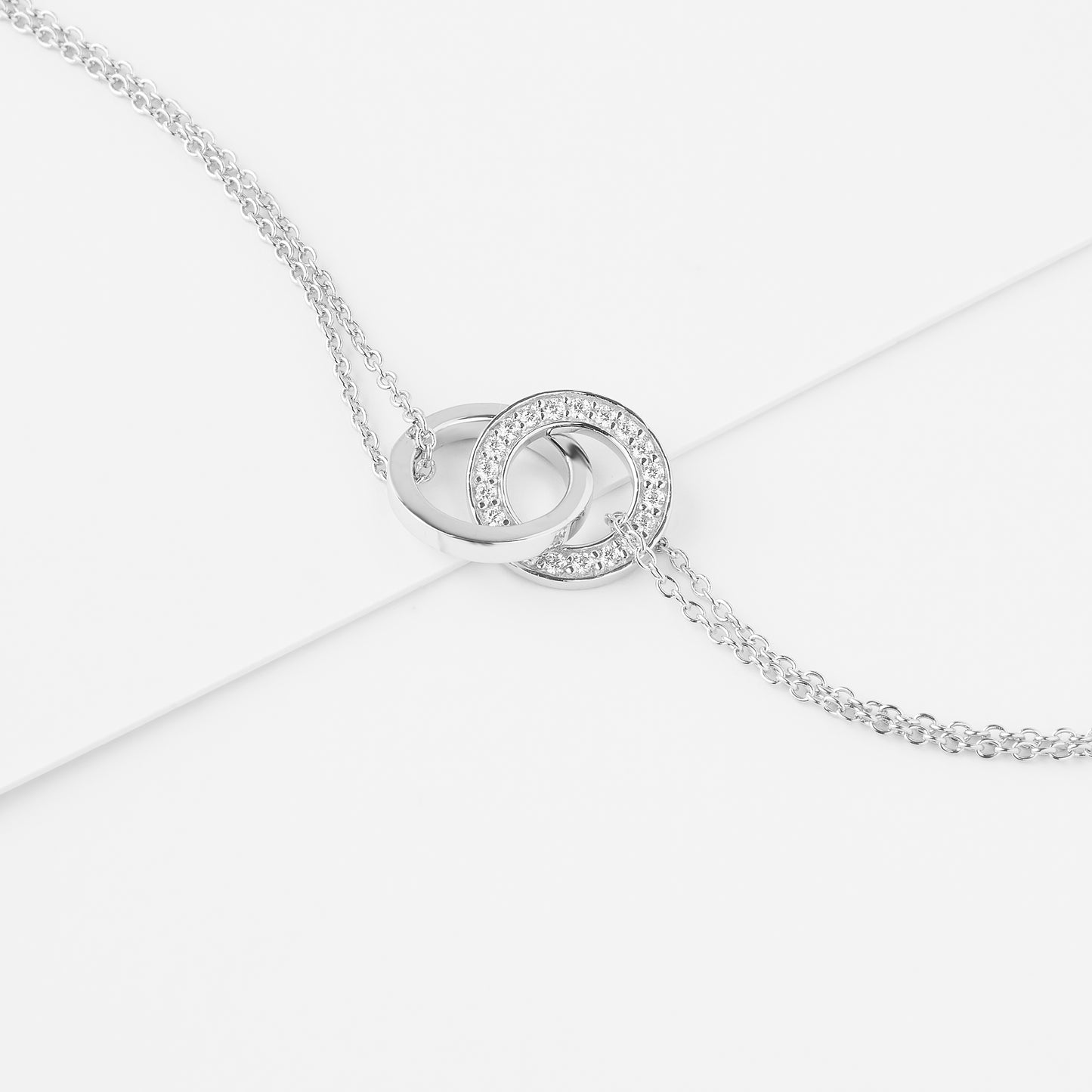 Sterling Silver Zirconia Interlocking Circles Bracelet
