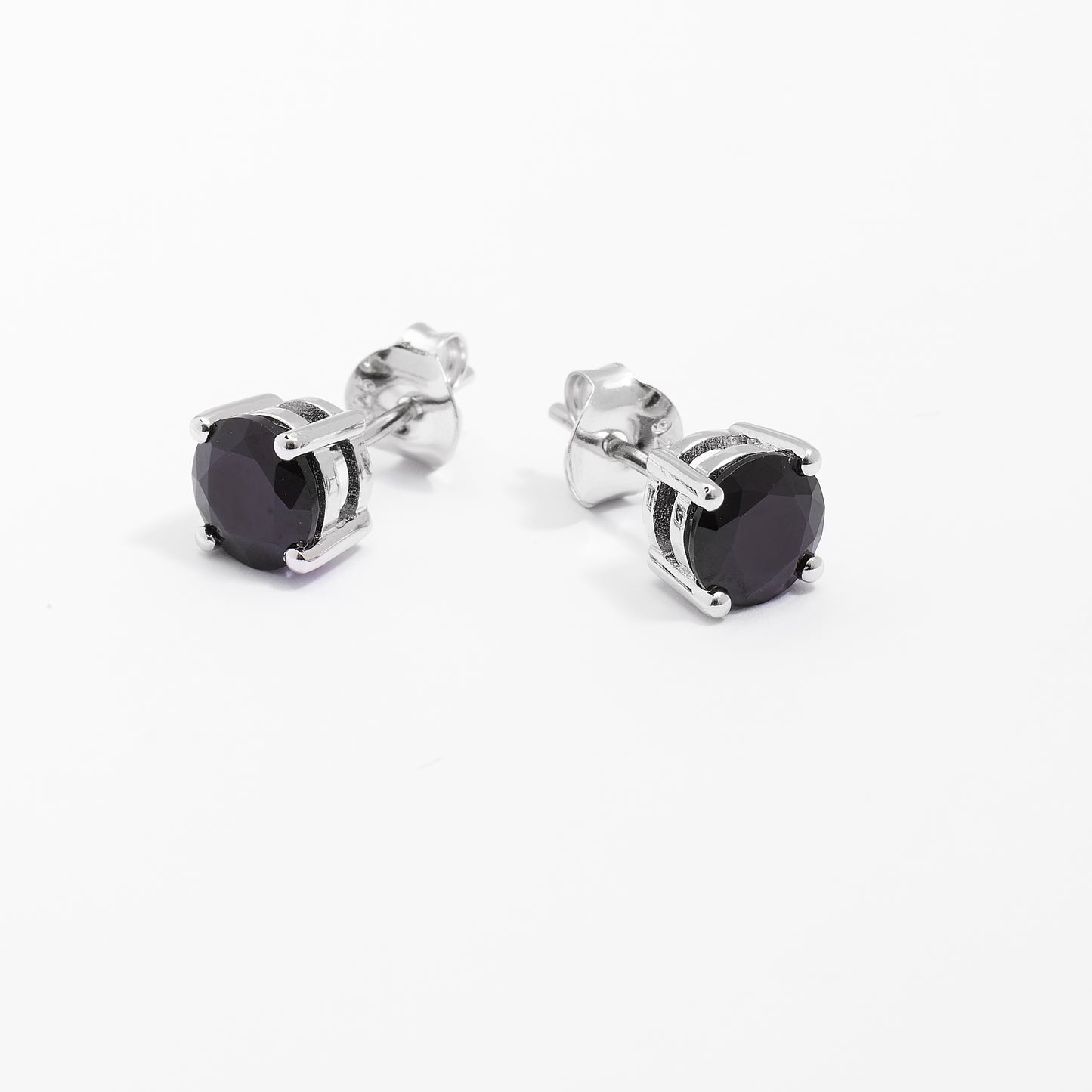 Sterling Silver Black Zirconia Stud Earrings