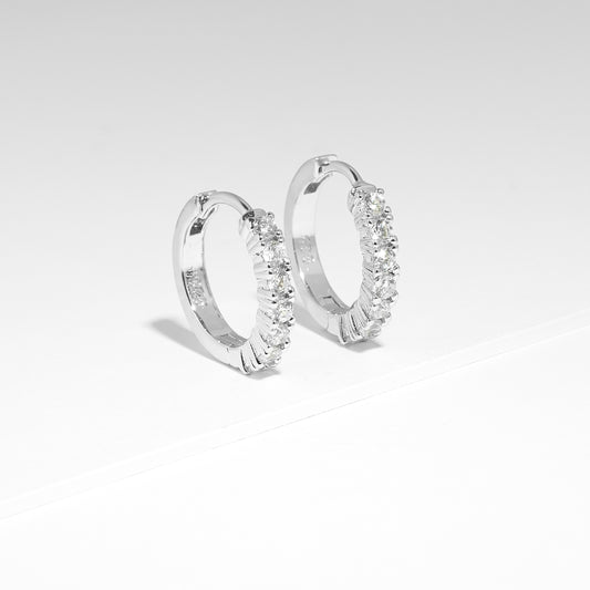 Sterling Silver Zirconia Huggie Earrings 15mm