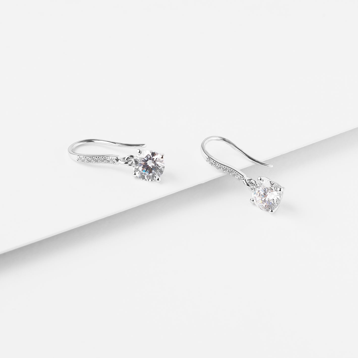 Sterling Silver Zirconia Shepherds Hook Earrings