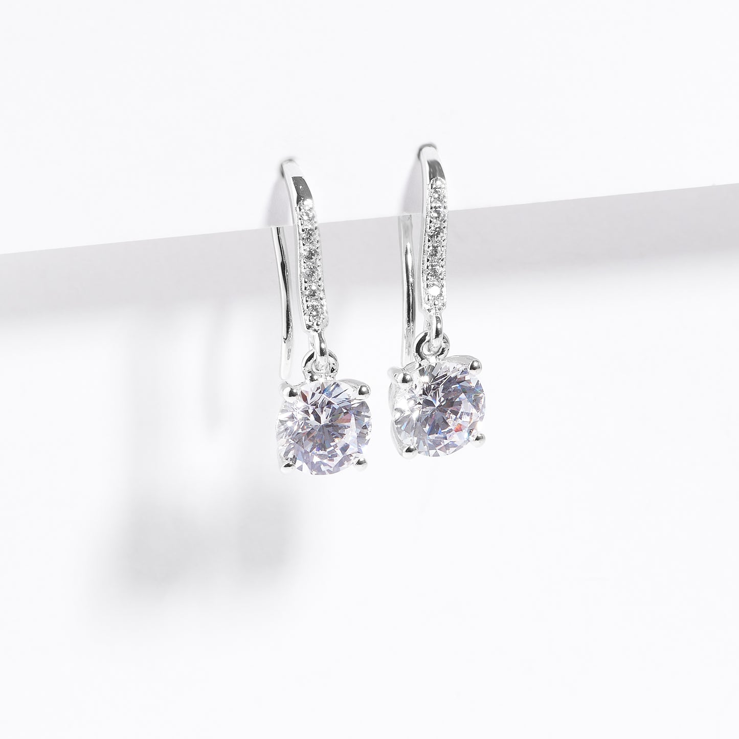 Sterling Silver Zirconia Shepherds Hook Earrings