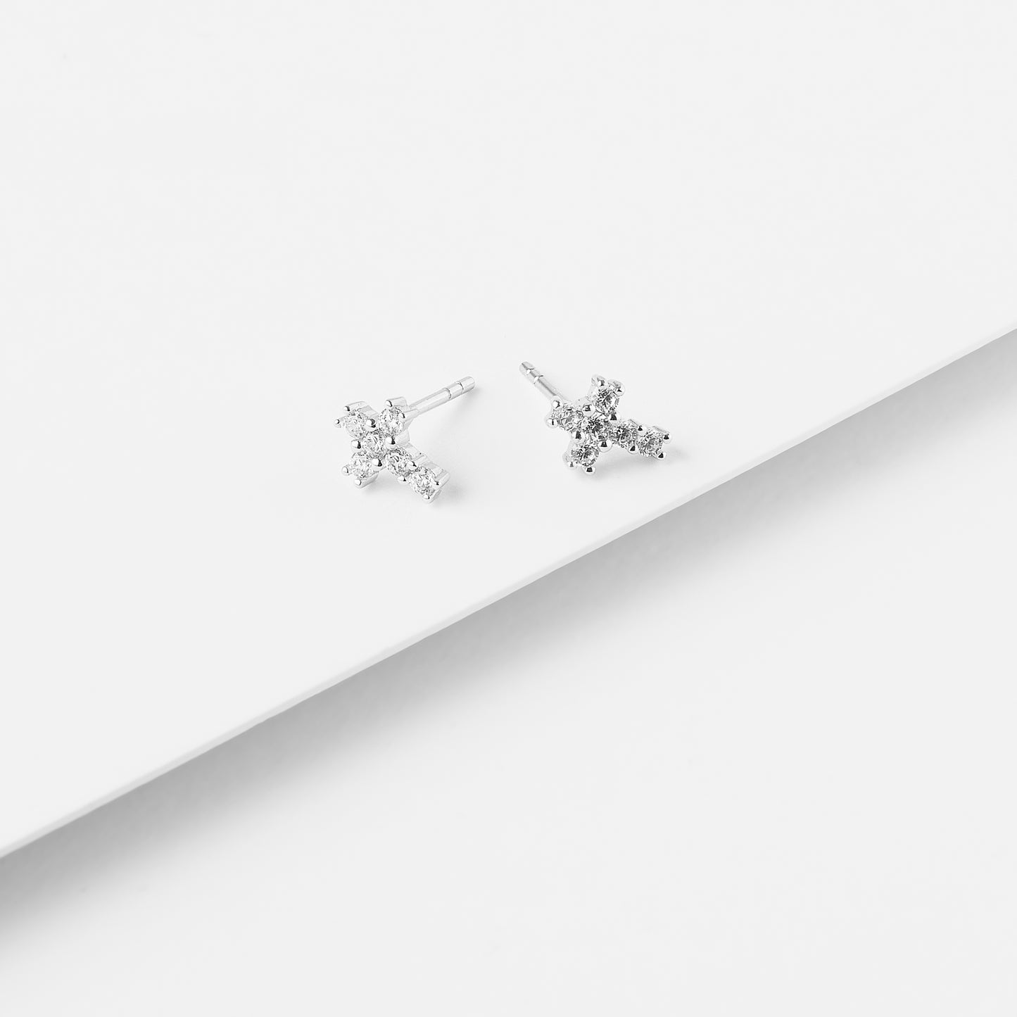 Sterling Silver Zirconia Cross Stud Earrings