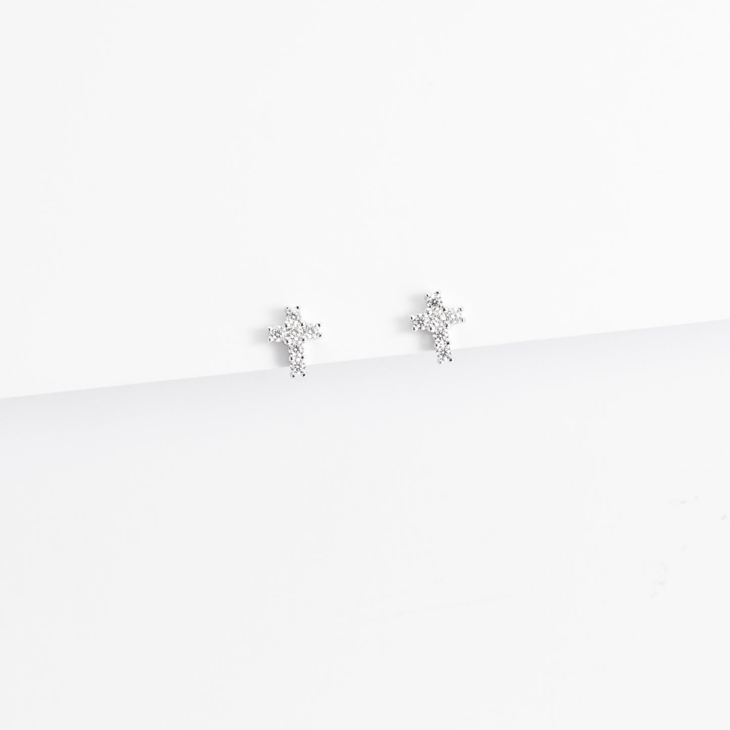 Sterling Silver Zirconia Cross Stud Earrings