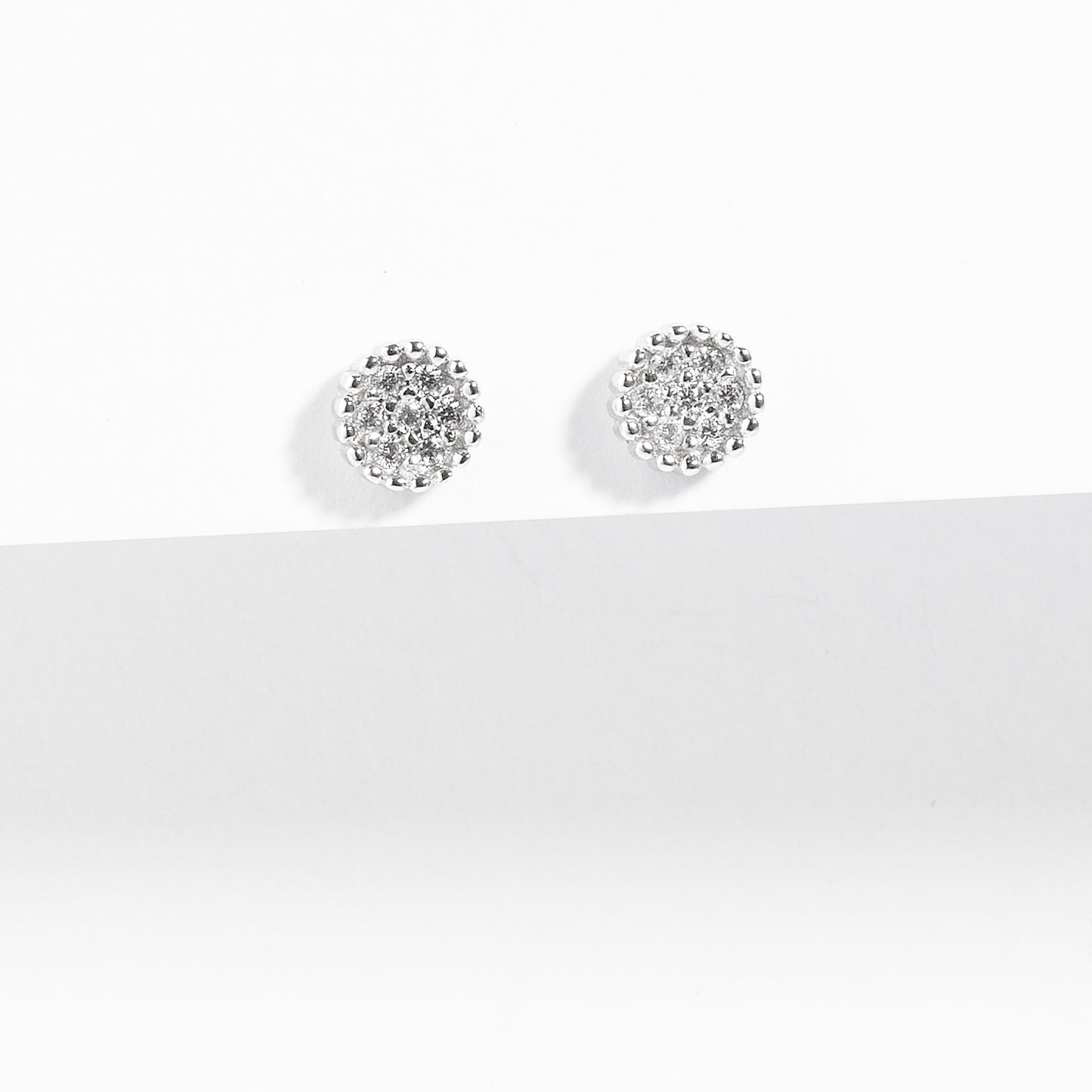 Sterling Silver Zirconia Cluster Crown Set Stud Earrings