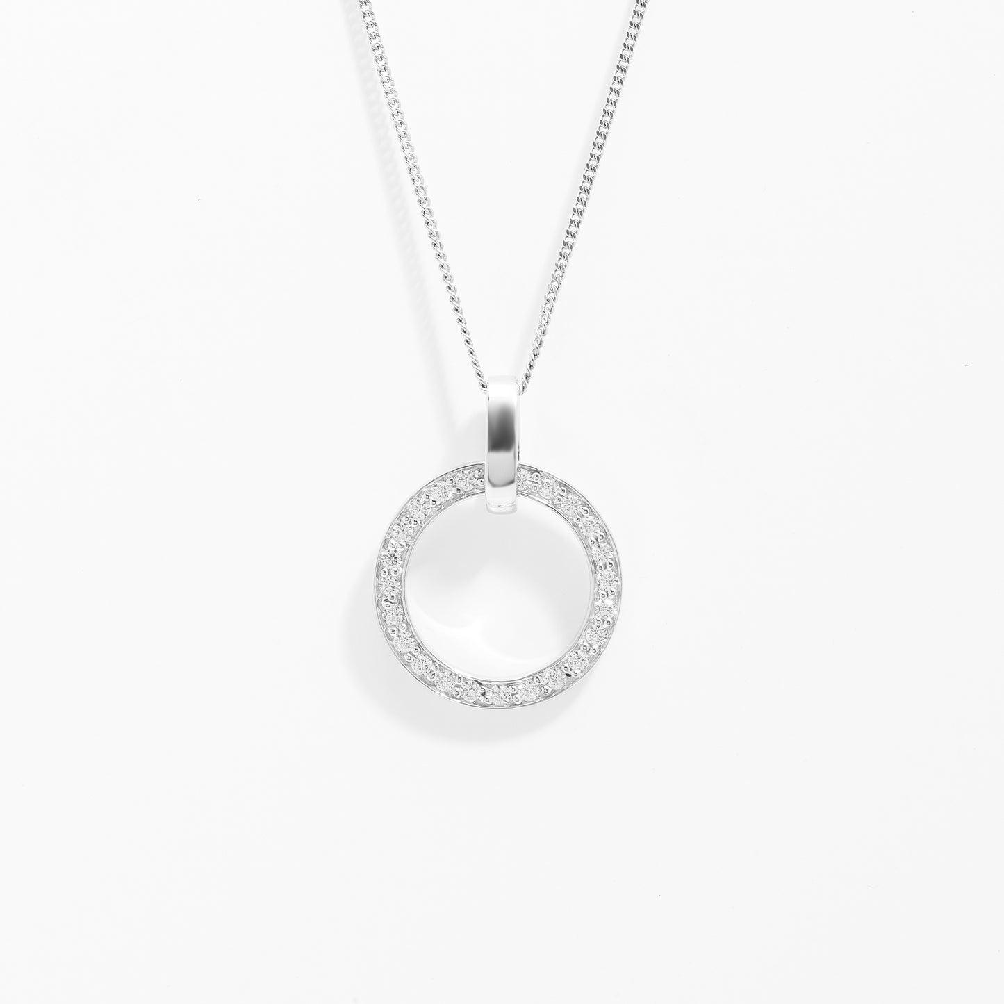 Sterling Silver Zirconia Open Circle Pendant