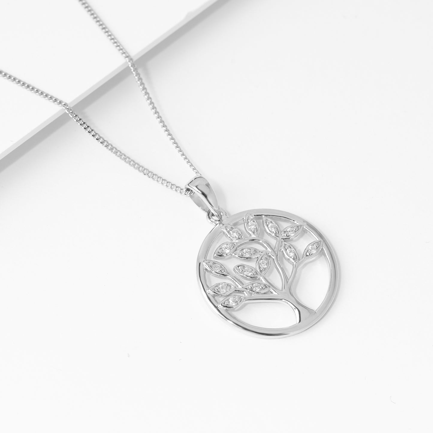Sterling Silver Zirconia Tree Of Life Pendant