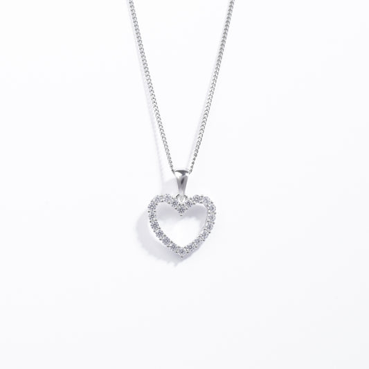 Sterling Silver Zirconia Open Heart Pendant