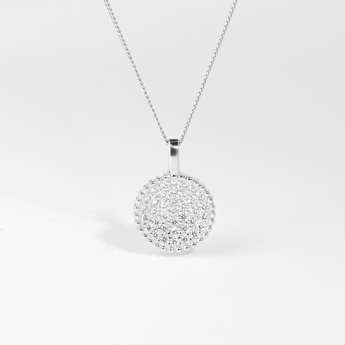 Sterling Silver Round Pave Zirconia Pendant