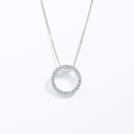 Sterling Silver Zirconia Circle Floating Slider Pendant