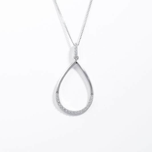 Sterling Silver Zirconia Open Teardrop Pendant