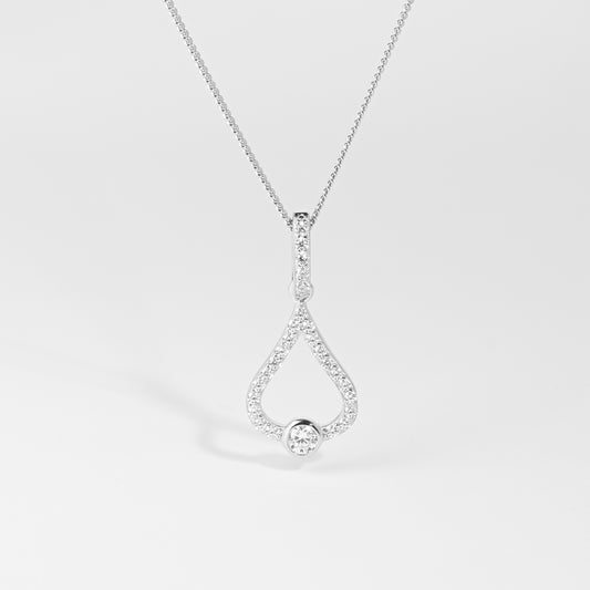 Sterling Silver Zirconia Bezel Open Teardrop Pendant